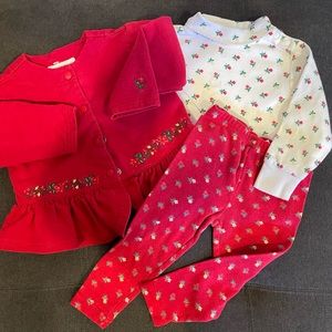 Vintage Gymboree 90’s Rainbow Tag Red Floral 3 Piece Set/Outfit XS (9M-18M) EUC